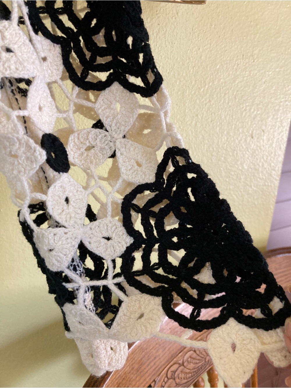 cloth & stone Black and White Crochet Lace Crewneck Sweater - Picture 2 of 10